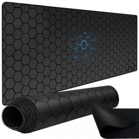 Mousepad - Mousepad Pentru Gaming VarioShop®, Impermeabil, Strat Anti-Derapant, Suprafata Mare de Lucru, Confortabil, Stabil, Usor de Curatat, Design Modern si Elegant, Model Fagure, Marime XXL, 90 x 40 cm, Negr