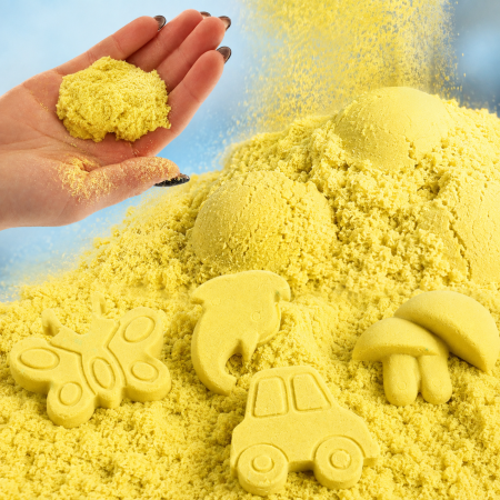 Pasta, lut si nisip modelabil - Nisip kinetic copii VarioShop®, joaca senzoriala si activitati creative, textura usor de modelat, 1 kg, galben