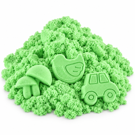 Nisip kinetic pentru copii VarioShop®, modelabil, reutilizabil, pentru joaca acasa, gradinita si activitati senzoriale, 1 kg, verde