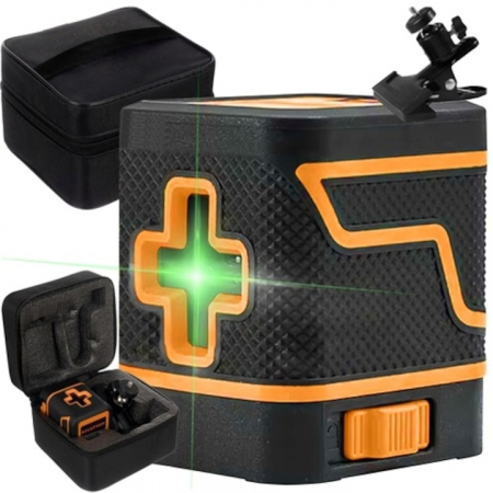Seturi si accesorii pentru gaurit si insurubat - Nivela Laser VarioShop®, Rotire 360°, Distanta de Lucru 25 m, Functie Laser Incrucisat, Lungime de Unda 510-530 nm, Alimentare Baterii, Portabila, Compacta, 6.2 x 7 x 8.1 cm, Negru