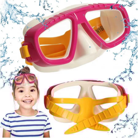 Colaci, ochelari si accesorii inot - Ochelari de scufundare pentru copii VarioShop®, vizibilitate clara sub apa, confort reglabil si design adorabil pentru micii exploratori, Roz