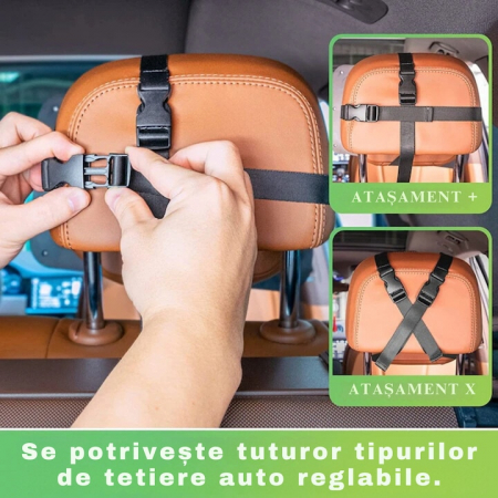 Oglinda auto supraveghere bebe VarioShop®, fixare tetiera, suport anti-alunecare, rotativa 360 grade, 30x18, 7cm, negru [2]