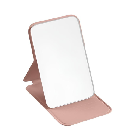 Oglinzi cosmetice - Oglinda cosmetica pliabila VarioShop®, compacta, de buzunar, ideala pentru geanta si calatorii, 7 x 10.8 cm, roz