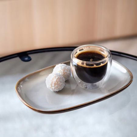 Pahare - Pahar din sticla cu pereti dubli 70 ml VarioShop®, ideal pentru espresso, design modern, din sticla borosilicata termorezistenta, transparent, dimensiuni 6.2 cm x 7 cm