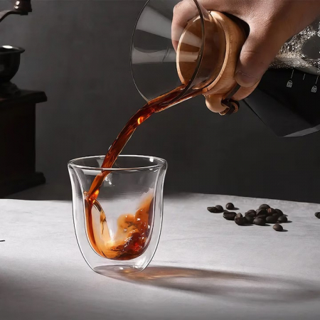 Pahar din sticla cu pereti dubli 70 ml VarioShop®, ideal pentru espresso, design modern, din sticla borosilicata termorezistenta, transparent, dimensiuni 6.2 cm x 7 cm [9]