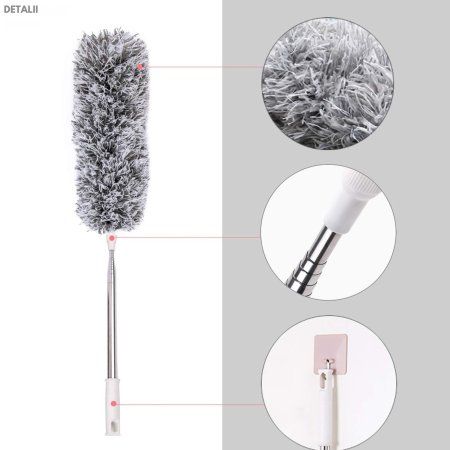 Cosuri de gunoi - Pamatuf pentru praf VarioShop®, maner extensibil pana la 280 cm, ideala pentru pereti, tavane, candelabre, colturi greu accesibile, mobilier inalt, material microfibra, antiderapant, Gri