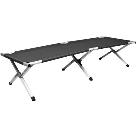 Accesorii camping si drumetii - Pat pliabil VarioShop®, ideal pentru calatorie, camping, constructie solida din otel inoxidabil, sarcina maxima 110 kg, 189 x 70 x 43 cm, Negru