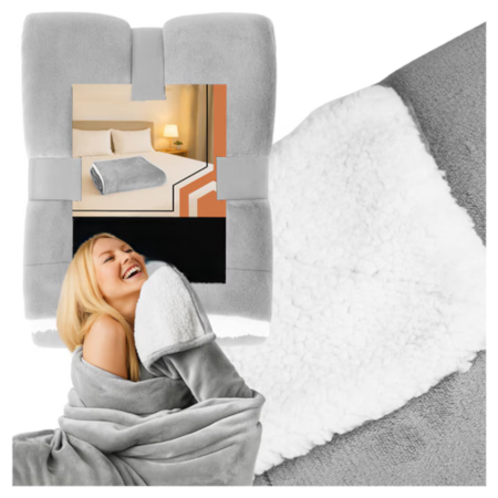 Paturi si cuverturi - Patura groasa fata-verso 150x200 cm VarioShop®, moale, calduroasa si eleganta, ideala pentru pat sau canapea, gri