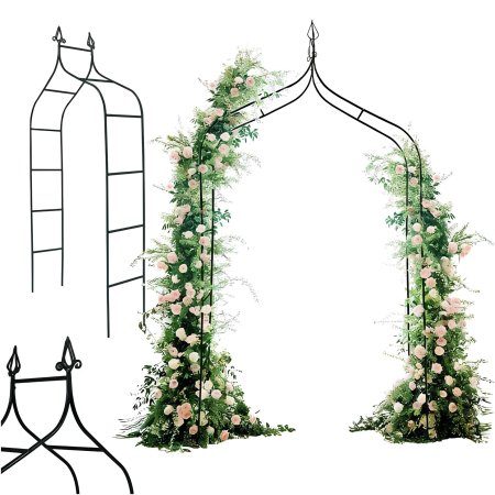 Accesorii pentru gradina - Pergola de gradina VarioShop®, pentru plante cataratoare, arc decorativ din otel, 140 x 265 cm, negru