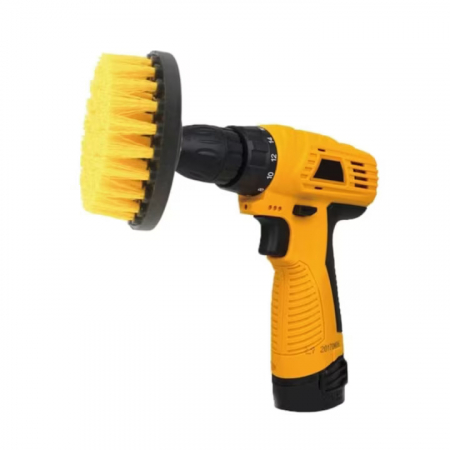 Perie Curatare Universala VarioShop® cu Adaptor pentru Bormasina Autofiletanta, Duritate Medie, Diametrul 12.5 cm, Galbena/Negru [5]
