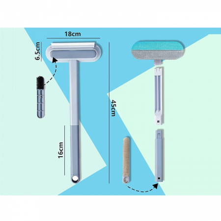 Perie de Curatat 4 in 1 VarioShop®, Multifunctionala, Design Detasabil, Perie pentru Indepartarea Parului de Animale Inclusa, Gama Mare de Utilizare, 46 x 18cm, Alb / Albastru [7]