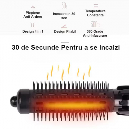 Perie Electrica 4 in 1 VarioShop®, Ondulare, Uscare, Pieptanare, Indreptare, pentru Toate tipurile de par, 2 Trepte de viteza, Putere 550W, Negru [6]