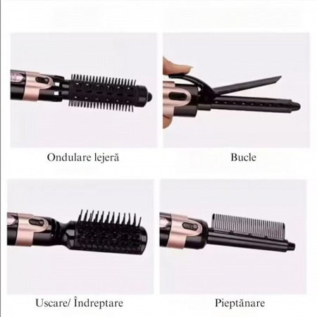 Perie Electrica 4 in 1 VarioShop®, Ondulare, Uscare, Pieptanare, Indreptare, pentru Toate tipurile de par, 2 Trepte de viteza, Putere 550W, Negru [2]