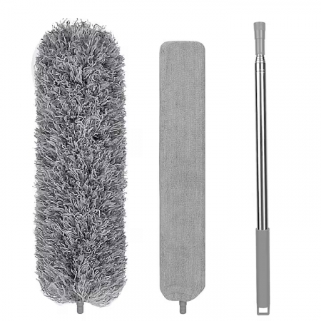 Accesorii maturi, mopuri si galeti - Perie/pamatuf pentru praf VarioShop®, Maner Extensibil pana la 250 cm, Pentru zone greu accesibile, Material microfibra, Antiderapant, Gri