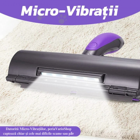 Perie pentru curatarea parului de animale VarioShop®, cu lumina LED, curatare rapida, reutilizabila, 19 x 7.5 cm, Gri/Mov [2]
