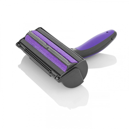 Perie pentru curatarea parului de animale VarioShop®, cu lumina LED, curatare rapida, reutilizabila, 19 x 7.5 cm, Gri/Mov [16]