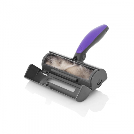 Perie pentru curatarea parului de animale VarioShop®, cu lumina LED, curatare rapida, reutilizabila, 19 x 7.5 cm, Gri/Mov [17]