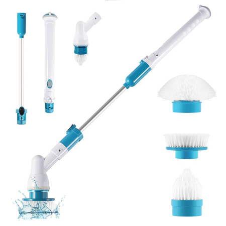 Casa & Bucatarie - Perie rotativa electrica fara fir VarioShop®, 3 capete interschimbabile, mop curatare rosturi, gresie, faianta, calcar, maner extensibil 105 cm, baterie reincarcabila, 300 rotatii/min