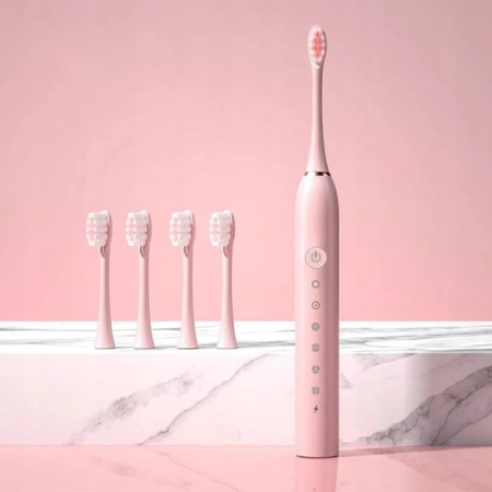 Periute de dinti electrice - Periuta de dinti electrica sonica VarioShop®, cu 6 moduri de curatare, cronometru inteligent, 4 capete de schimb, husa de transport, incarcare USB, autonomie 60 de zile, 42000 vibratii/min