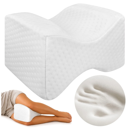 Suporturi ortopedice si orteze - Perna ergonomica pentru genunchi VarioShop®, amelioreaza durerile de coloana si sold, spuma poliuretanica, husa lavabila, 25 × 21 × 15 cm, alba