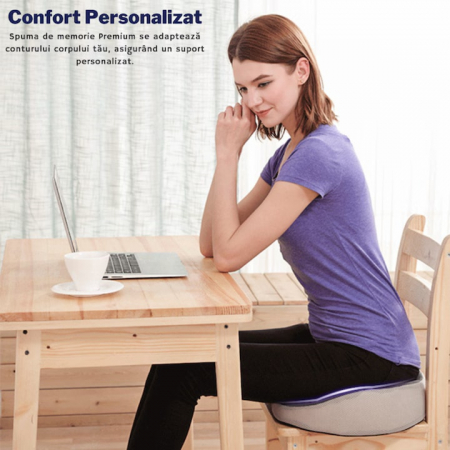 Perna ortopedica sezut VarioShop®, spuma cu memorie premium, pentru scaun de birou sau masina, husa respirabila si antialunecare, protectie zona lombara, sciatica, dureri de sold, hemoroizi 46x38x8 cm [11]