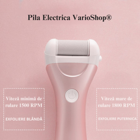 Pila electrica VarioShop®, pentru talpi si calcaie, afisaj LED, acumulator, 2 viteze, 2000 rot/min, 3 capete incluse, impermeabil, roz [2]