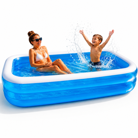 Piscine gonflabile - Piscina gonflabila dreptunghiulara VarioShop®, pentru exterior, gradina si curte, capacitate 700 L, PVC 0,25 mm, 262 x 175 x 50 cm, albastru