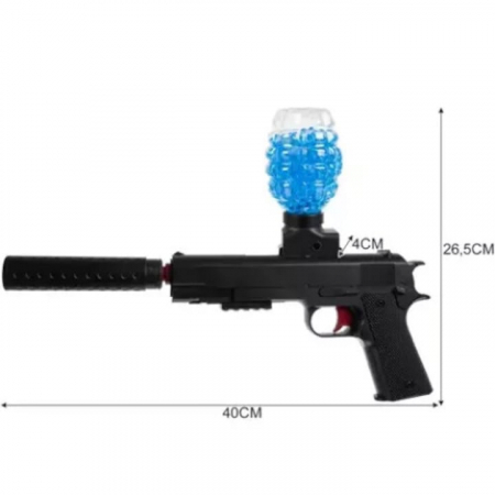 Pistol cu Bile Gel si Gloante din Spuma VarioShop®, Raza de actiune 15 m, Ochelari de protectie, 6000 de bile cu Gel, 5 Gloante moi, Diametru 7-8 mm, Accesorii incluse, Dimensiuni 40 x 26.5 x 4 cm, Ca [15]