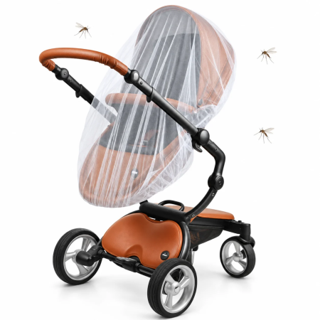 Plasa antitantari universala VarioShop® pentru carucior, landou si patut, protectie impotriva insectelor, margine elastica, 100% poliester, 140–150 × 120–130 cm, alba