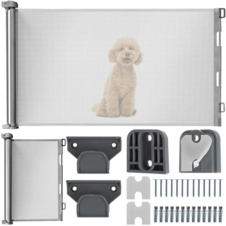 Sisteme de siguranta copii - Poarta de siguranta extensibila/rulou VarioShop®, protectie universala pentru copii si animale, accesorii incluse, max 160 cm, Gri