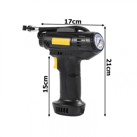 Pompa aer auto electrica VarioShop®, Afisaj digital LCD, Manometru digital, Lanterna, Incarcare si oprire automata, Umplere rapida cu aer, 35 L/min, alimentare la bricheta masinii, ABS, Negru [17]
