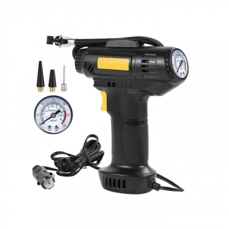 Pompa aer auto electrica VarioShop®, Afisaj digital LCD, Manometru digital, Lanterna, Incarcare si oprire automata, Umplere rapida cu aer, 35 L/min, alimentare la bricheta masinii, ABS, Negru [11]