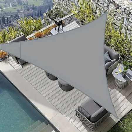 Prelata/Copertina de soare triunghiulara VarioShop®, impermeabila, cu protectie UV, pentru gradina, terasa, piscina si camping, material rezistent, 4x4x4m, gri [7]