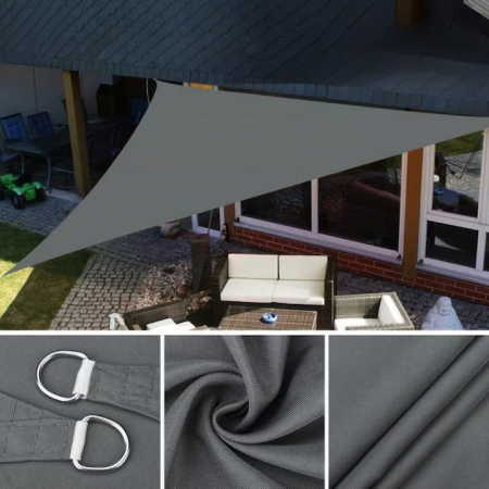 Umbrele si pavilioane gradina - Prelata/Copertina de soare triunghiulara VarioShop®, impermeabila, cu protectie UV, pentru gradina, terasa, piscina si camping, material rezistent, 4x4x4m, gri