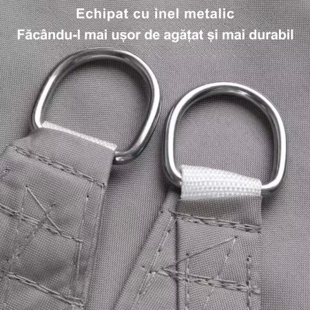 Prelata/Copertina impermeabila pentru soare VarioShop®, cu protectie UV, pentru gradina, terasa, piscina si camping, cu agatatoare, densitate 120 g/mp, dimensiune 3.6 x 3.6 m, Gri [4]