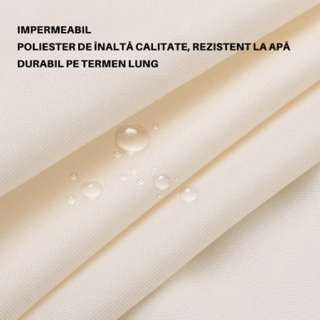Prelata/Copertina impermeabila pentru soare VarioShop®, cu protectie UV, pentru gradina, terasa, piscina si camping, cu agatatoare, densitate 120 g/mp, dimensiune 3.6 x 3.6 m, Crem [4]