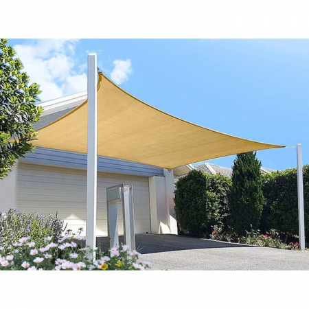 Prelata/Copertina impermeabila pentru soare VarioShop®, cu protectie UV, pentru gradina, terasa, piscina si camping, cu agatatoare, densitate 120 g/mp, dimensiune 3 x 2 m, Crem [3]