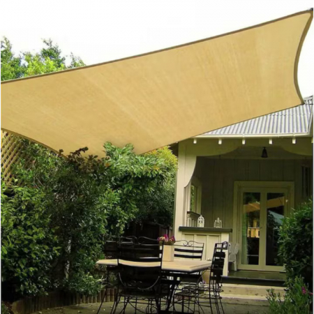 Umbrele si pavilioane gradina - Prelata/Copertina impermeabila pentru soare VarioShop®, cu protectie UV, pentru gradina, terasa, piscina si camping, cu agatatoare, densitate 120 g/mp, dimensiune 3.6 x 3.6 m, Crem
