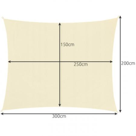 Prelata/Copertina impermeabila pentru soare VarioShop®, cu protectie UV, pentru gradina, terasa, piscina si camping, cu agatatoare, densitate 120 g/mp, dimensiune 3 x 2 m, Crem [14]