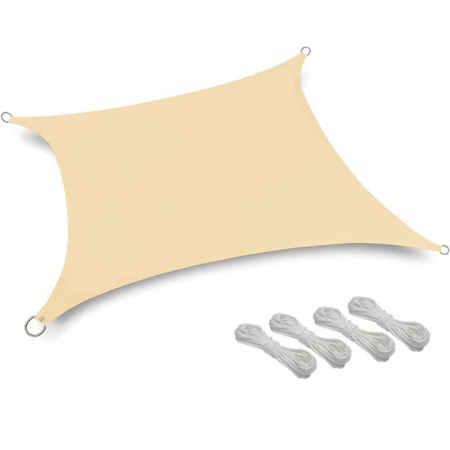 Prelata/Copertina impermeabila pentru soare VarioShop®, cu protectie UV, pentru gradina, terasa, piscina si camping, cu agatatoare, densitate 120 g/mp, dimensiune 3 x 2 m, Crem [17]