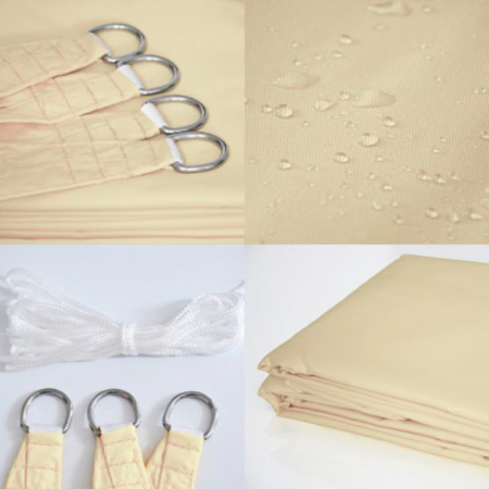 Prelata/Copertina impermeabila pentru soare VarioShop®, cu protectie UV, pentru gradina, terasa, piscina si camping, cu agatatoare, densitate 120 g/mp, dimensiune 3.6 x 3.6 m, Crem [5]