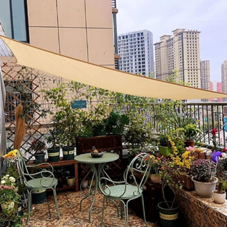 Prelata/Copertina impermeabila pentru soare VarioShop®, cu protectie UV, pentru gradina, terasa, piscina si camping, cu agatatoare, densitate 120 g/mp, dimensiune 3 x 2 m, Crem [8]