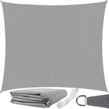 Prelata/Copertina impermeabila pentru soare VarioShop®, cu protectie UV, pentru gradina, terasa, piscina si camping, cu agatatoare, densitate 120 g/mp, dimensiune 3 x 2 m, Gri [8]