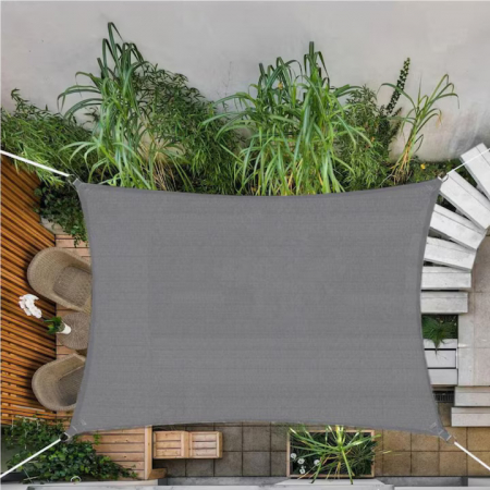 Prelata/Copertina impermeabila pentru soare VarioShop®, cu protectie UV, pentru gradina, terasa, piscina si camping, cu agatatoare, densitate 120 g/mp, dimensiune 3.6 x 3.6 m, Gri [1]