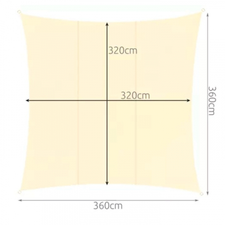 Prelata/Copertina impermeabila pentru soare VarioShop®, cu protectie UV, pentru gradina, terasa, piscina si camping, cu agatatoare, densitate 120 g/mp, dimensiune 3.6 x 3.6 m, Crem [6]