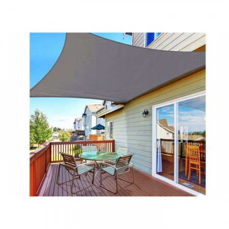 Umbrele si pavilioane gradina - Prelata/Copertina impermeabila pentru soare VarioShop®, cu protectie UV, pentru gradina, terasa, piscina si camping, densitate 120 g/mp, dimensiune 4 x 3 m, Gri