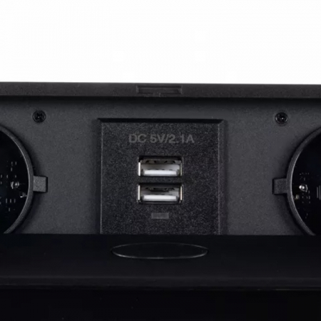 Priza Incorporabila in Mobilier VarioShop®, prelungitor 2 USB si 2 Prize Schuko, Cablu Alimentare 1.9 m, Incastrabil, Negru [6]