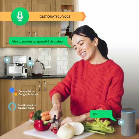 Priza inteligenta VarioShop®, Wireless, monitorizare consum, control vocal, protectie copii, compatibil Alexa si Google Assistant, Android/iOS, 15A, 2.4 GHz, Alb [6]