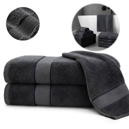 Baie - Prosop din bumbac VarioShop®, pentru baie, piscină și sală, densitate 500 g/m², 70 x 140 cm, gri