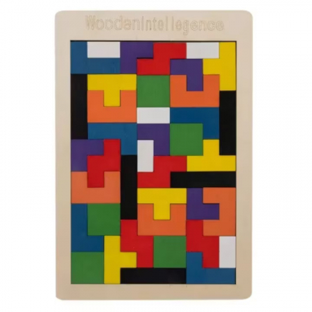 Puzzle din lemn VarioShop®, jucarie educationala pentru copii Montessori, 40 piese, tip Teatris, dezvolta logica, creativitatea, lemn, 27 x 18 cm, Multicolor [15]